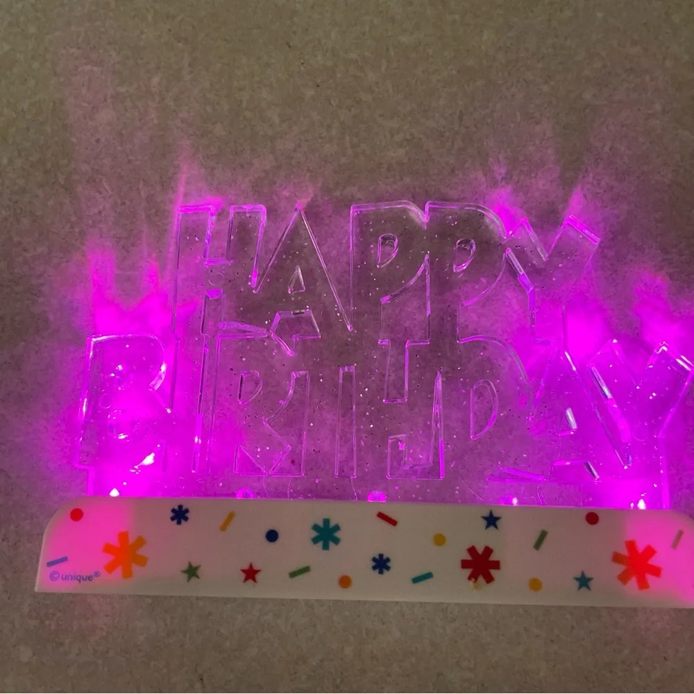 2! Birthday MultiColor Light Up 3mode Flashy Cake Toppers Reusable